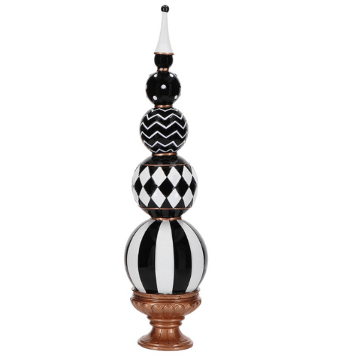 Cimier de Noël Sculptural – Noir, Blanc & Or H40 cm - Koddel.com