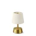 Lampe de table sans fil "Cleo" – Laiton brossé & plissé ivoire