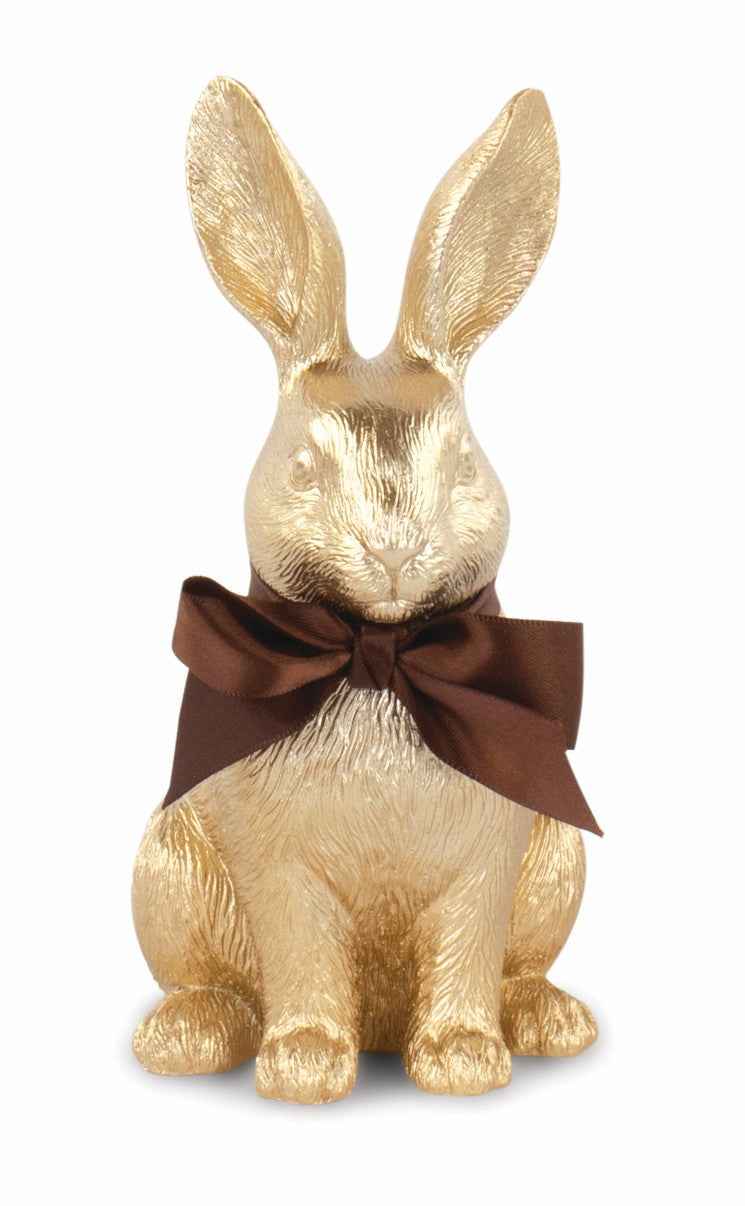 Petit lapin doré avec ruabn - Hauteur 15cm (lot de 2)