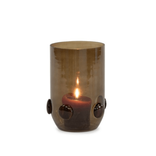 Photophore en verre fumé avec perles d'ambre - ELENA - Koddel.com