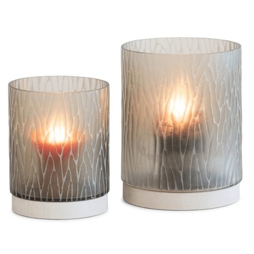 Photophore cylindrique en verre fumé & pierre naturelle - Koddel.com