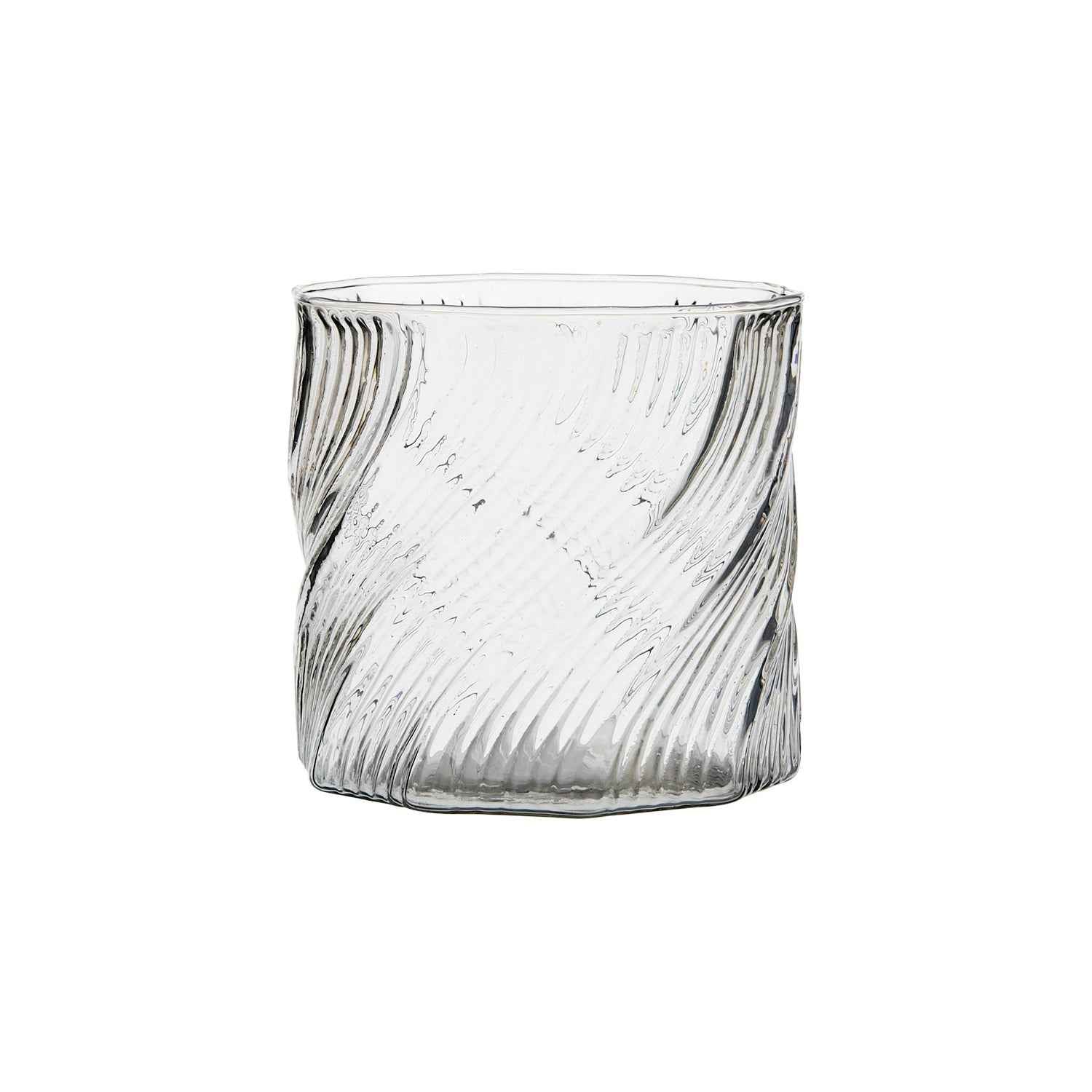 Photophore Twist 14x14 cm en verre transparent