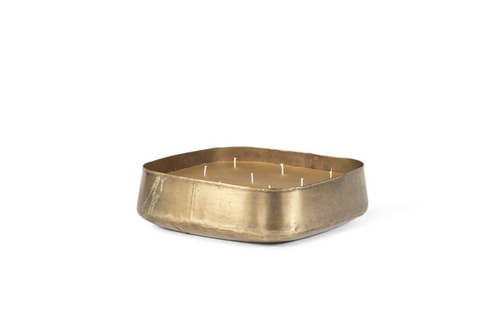Duo de bougies artisanales en pots de laiton vieilli - à réutiliser au fil des saisons - Koddel.com