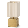 Lampe de table sans fil "Regency" – Laiton brossé & soie plissée ivoire