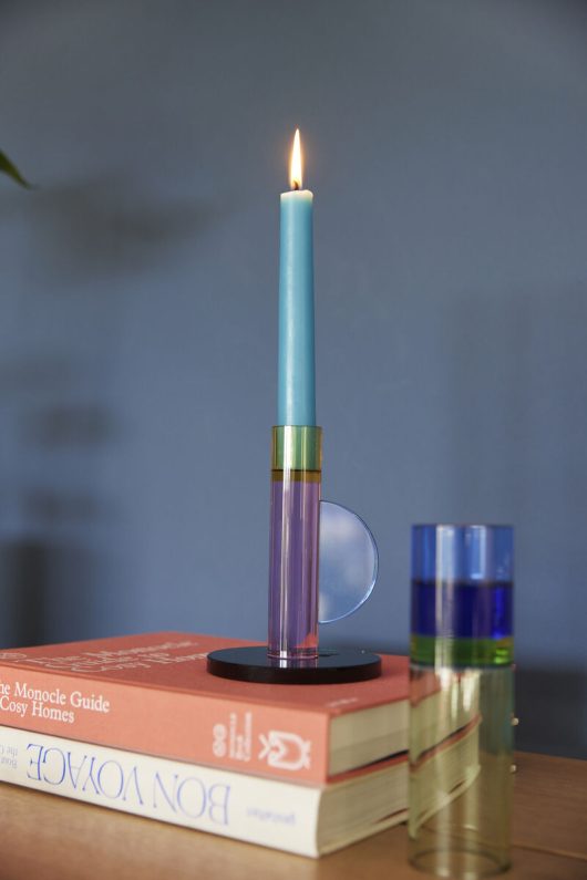 Bougeoir en cristal coloré - Astro - Koddel.com
