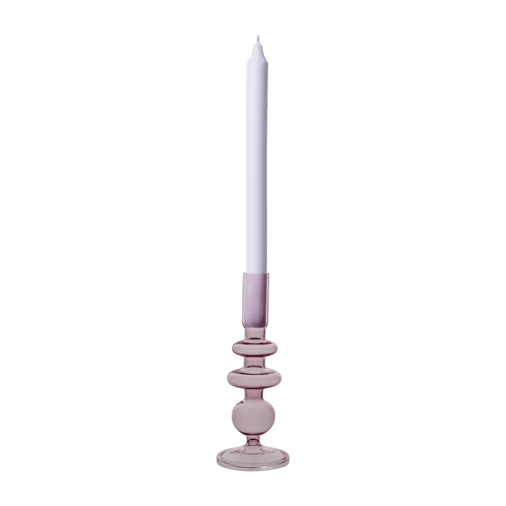 Bougeoir en verre transparent rose H20 cm - Juliette - Koddel.com