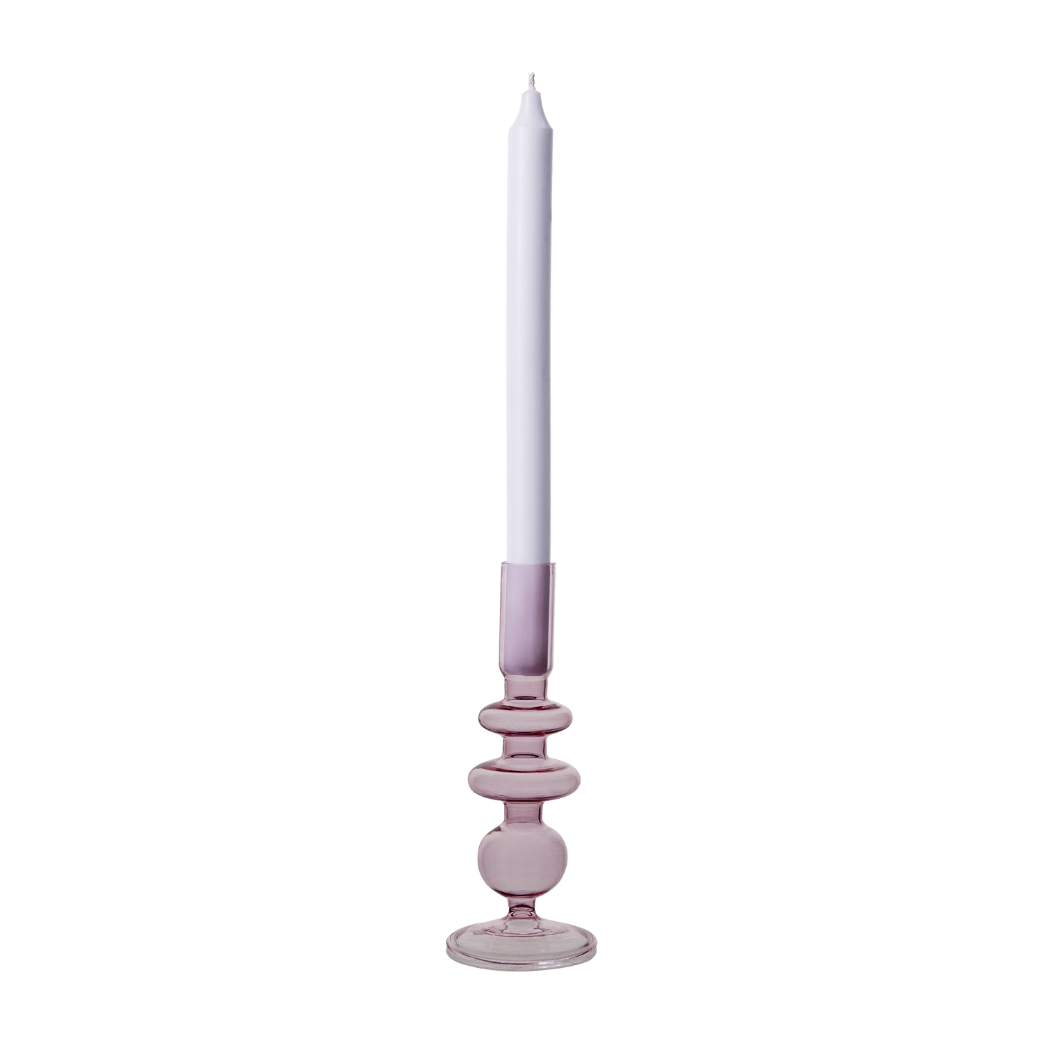 Bougeoir en verre transparent rose H20 cm - Juliette - Koddel.com