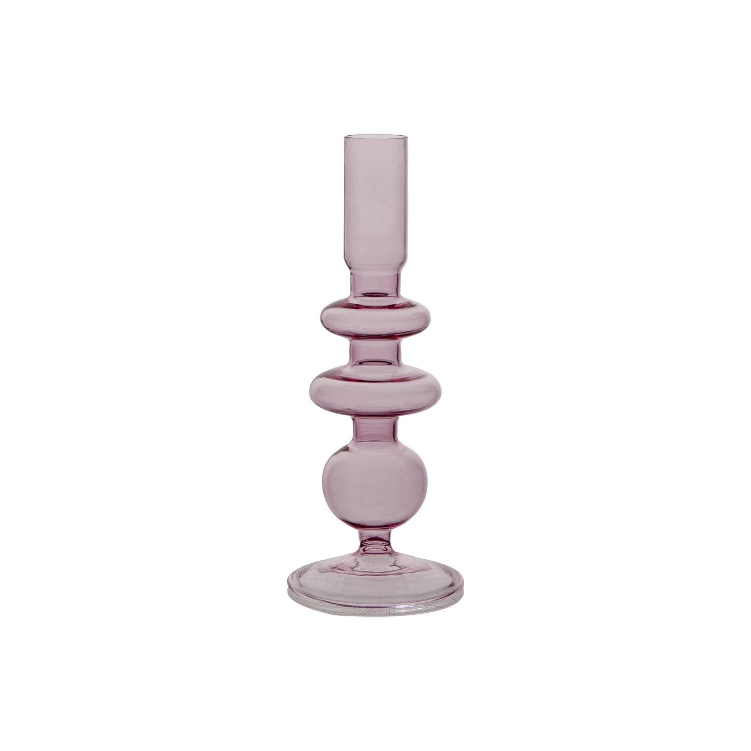 Bougeoir en verre transparent rose H20 cm - Juliette - Koddel.com