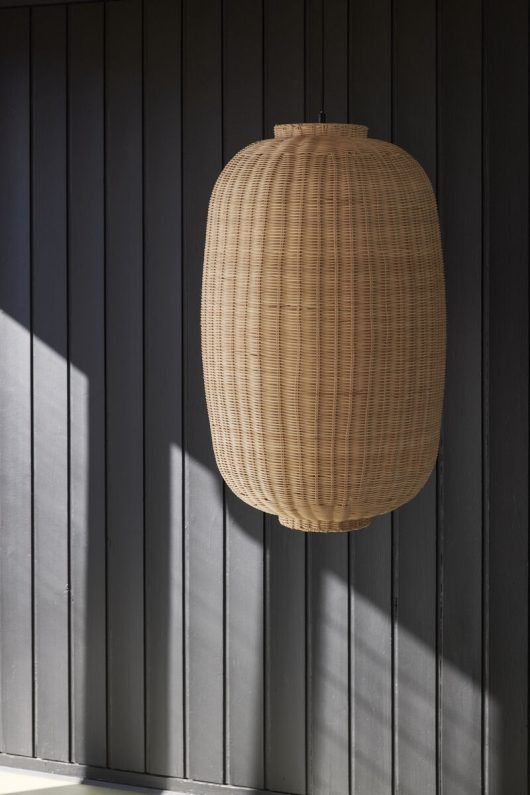 Chand – Abat - jour ovale en rotin naturel & cordon tressé noir - Koddel.com