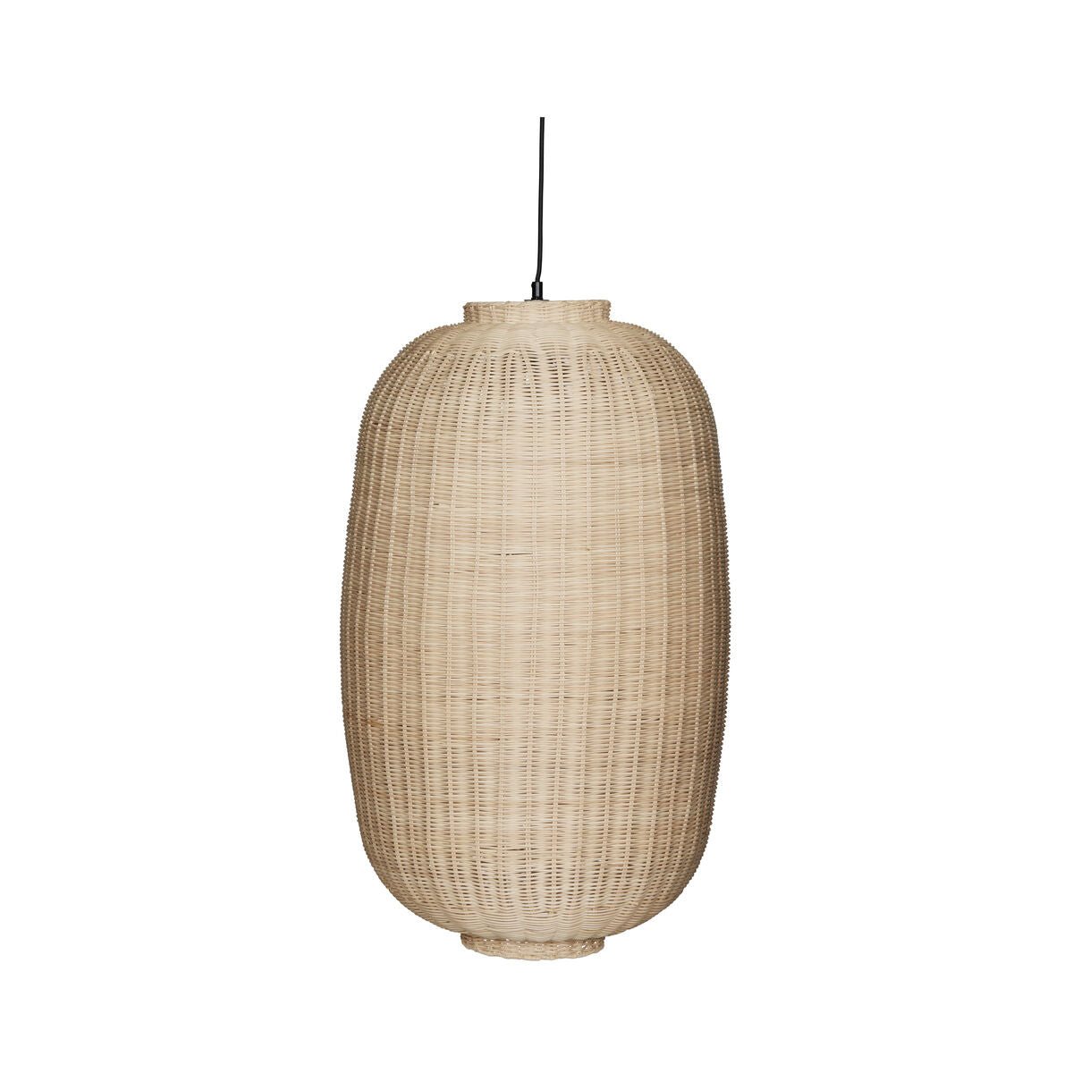Chand – Abat - jour ovale en rotin naturel & cordon tressé noir - Koddel.com