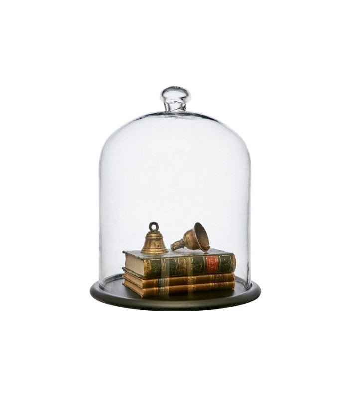 Cloche en verre avec support en bois ARLO - 34 cm