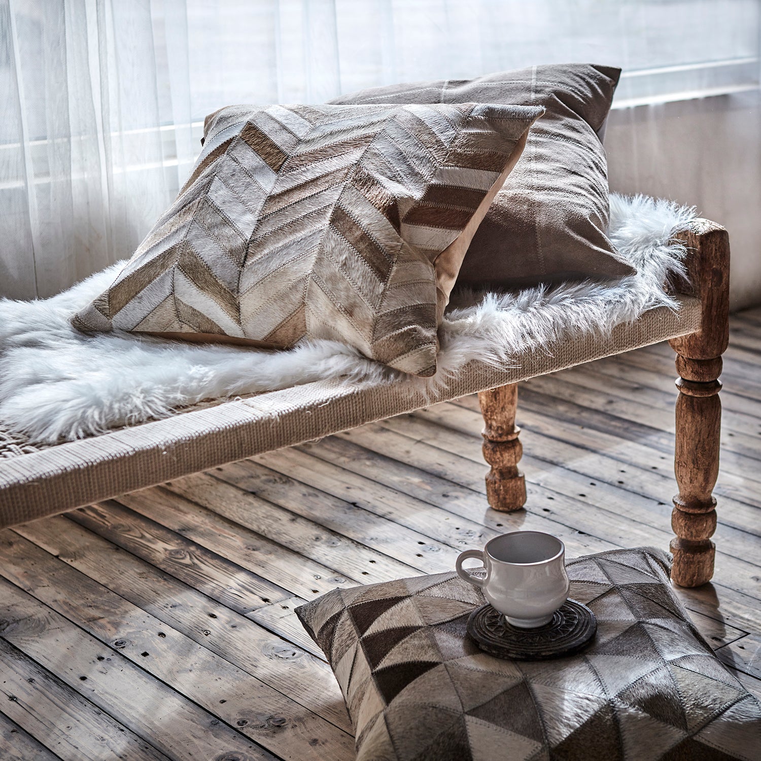 Housse de coussin en peau de vache - 50x50 cm - Koddel.com