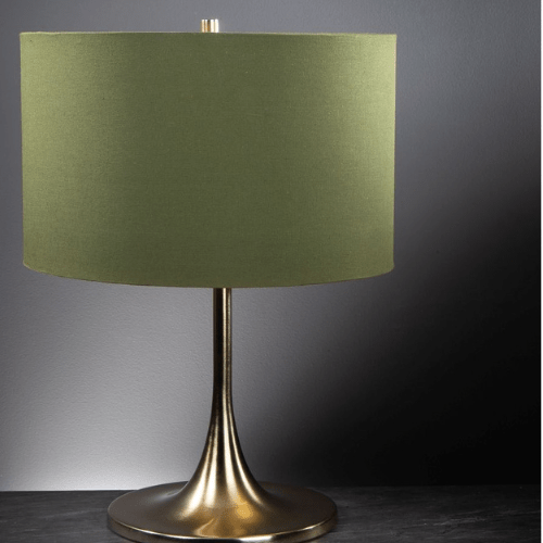 Lampe tulipe en laiton satiné et grand abat - jour - Koddel.com