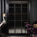 Grand miroir artisanal – Quadrillage bois et laiton - Koddel.com