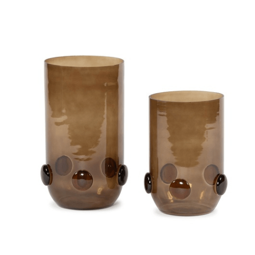 Photophore en verre fumé avec perles d'ambre - ELENA - Koddel.com