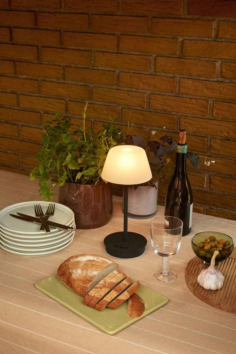 Lampe portative salon - Verre noir dépoli