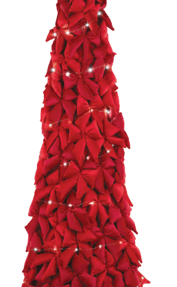 Lot de 10 nœuds décoratifs en velours rouge VELUTO – 12x15 cm - Koddel.com