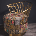 Fauteuil indien style Rajasthan laiton doré - Textiles cérémonie recyclés - Koddel.com